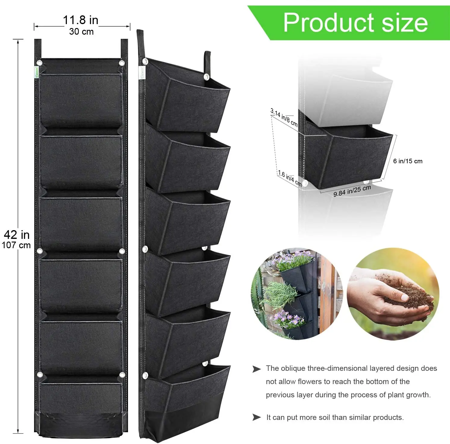 

Pocket Green Vertical Garden Planter Wall-mounted Planting Flower Grow Bag Vegetable Fruit Home Garden Supplies