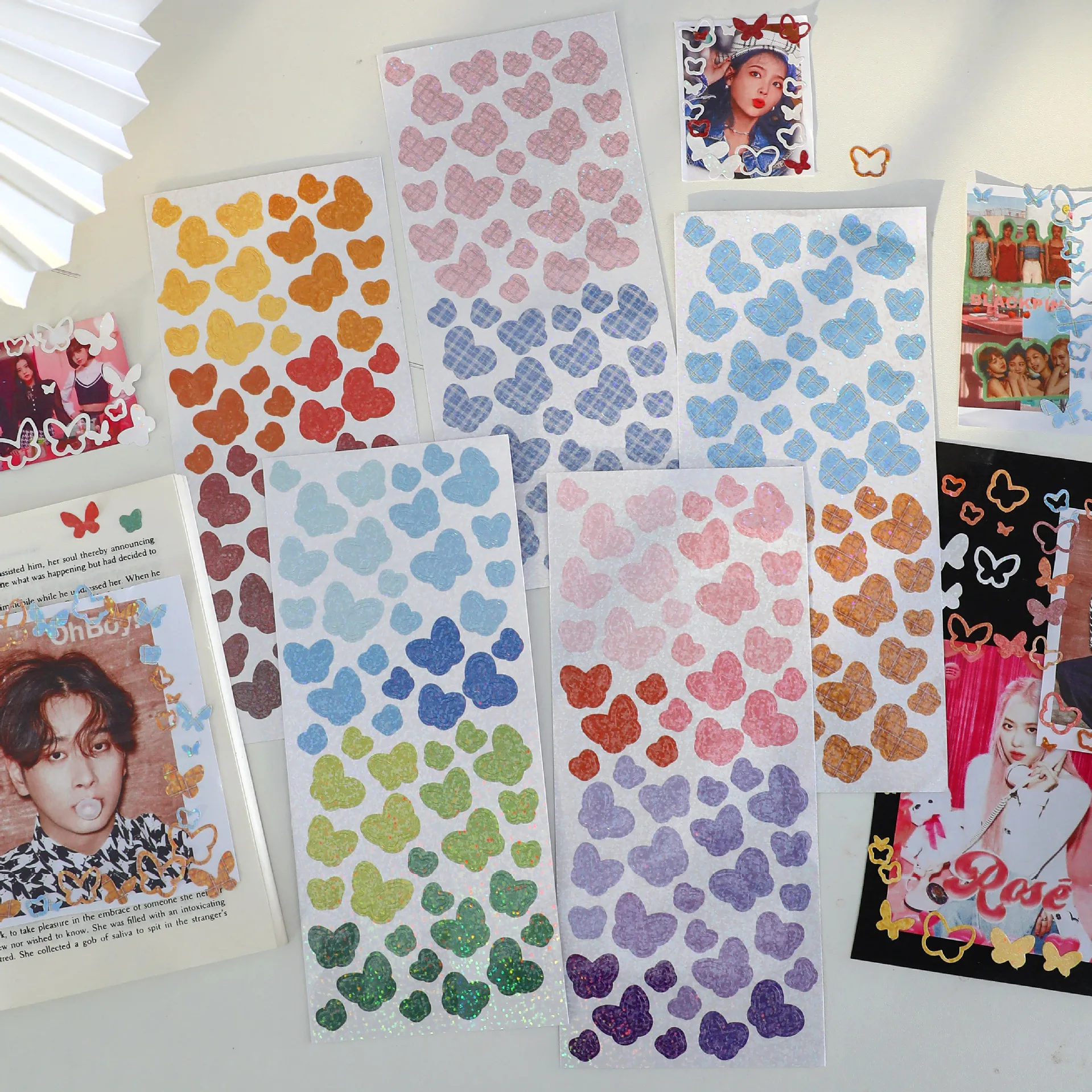 

1 шт., Корейская Лазерная двухслойная наклейка в виде бабочки для скрапбукинга