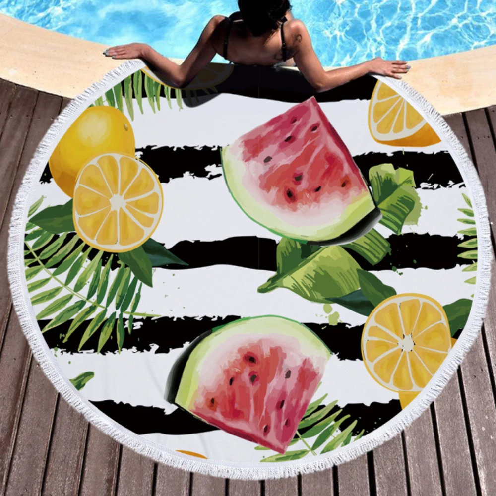 Микрофибра круглые пляжные полотенца Большой Ткань банные для Гостиная печатных