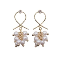korean fashion pearl stud earrings earring dangle cute heart grape shape simple earrings for women 2020 luxury baroque jewelry