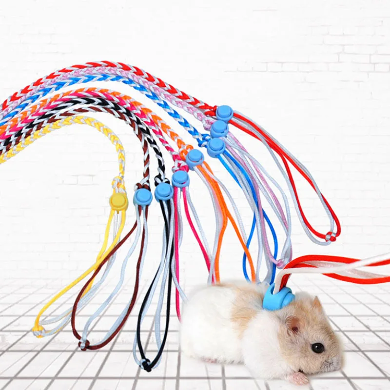 

1.4m 2.0m Adjustable Pet Hamster Leash Harness Rope Gerbil Cotton Rope Harness Lead Collar for Rat Mouse Hamster Pet Cage Leash