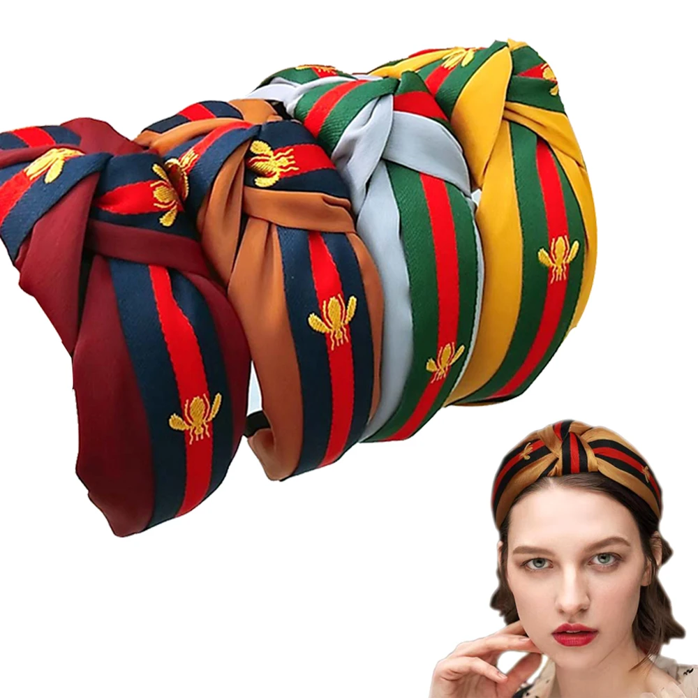 

Wide-Edged Headband Double Cross Bowknot Headhoop Girl Hair Accessories Honeybee Knotted European