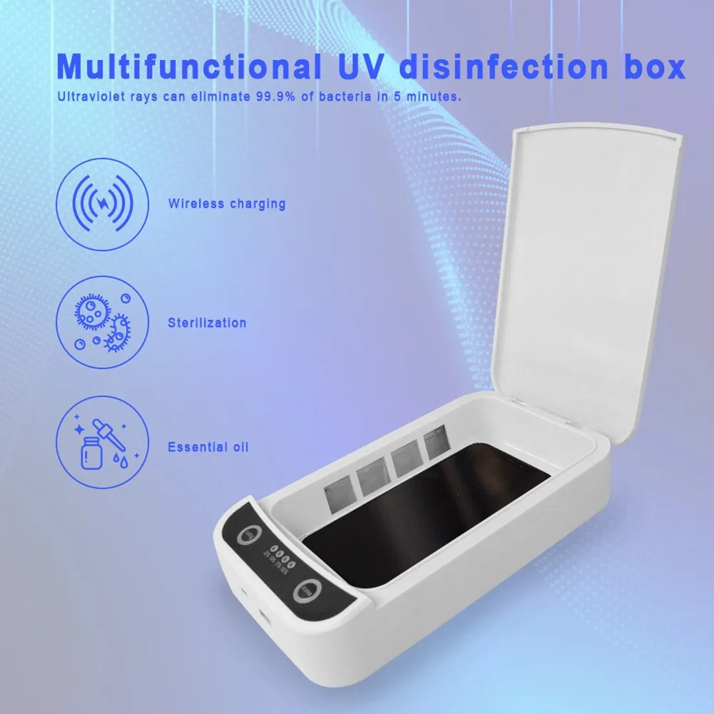 

1PC Portable UV Disinfection Aromatherapy Box Anti Bacteria Ultraviolet Ray Disinfection Device For Phone Jewelry Watch Cleaning