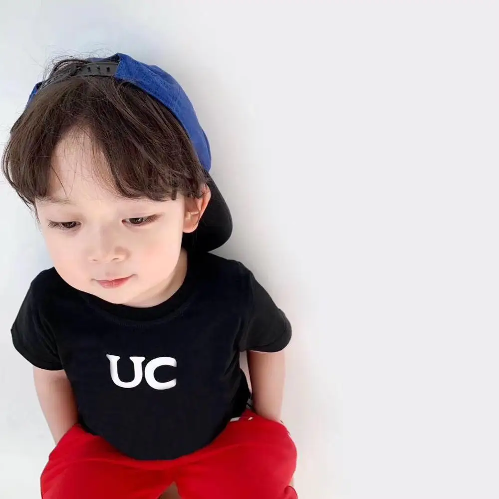 Лидер продаж повседневные футболки с буквенным принтом для мальчиков и девочек