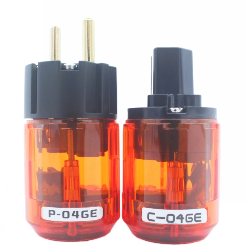 

hifi P-046E 24K Gold Plated Schuko Power EU Male Plug C-046E IEC Connector Hi-End audio