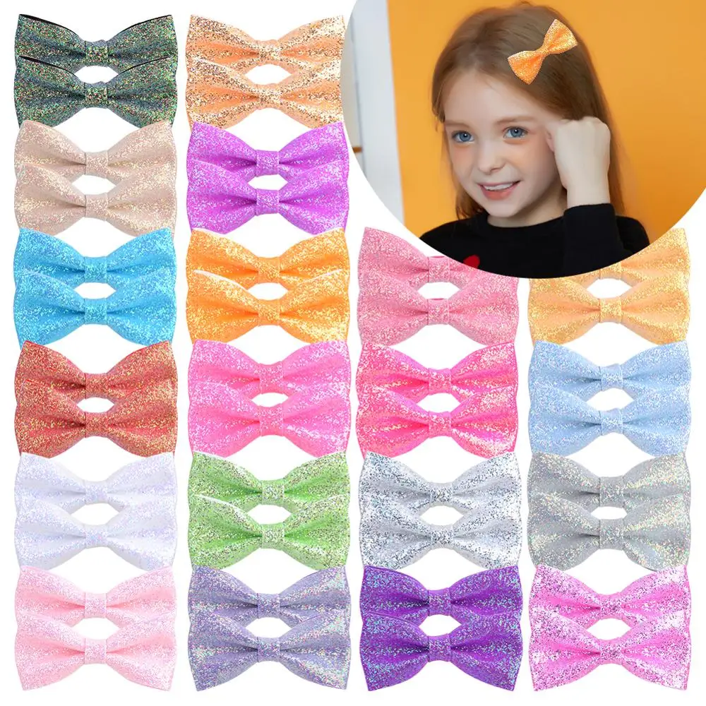

2.7 inches Solid Glitter Hair Bows With Clip Handmade Hair Clips For Children Boutique Baby Girls Hair Barrette Hair Accessories