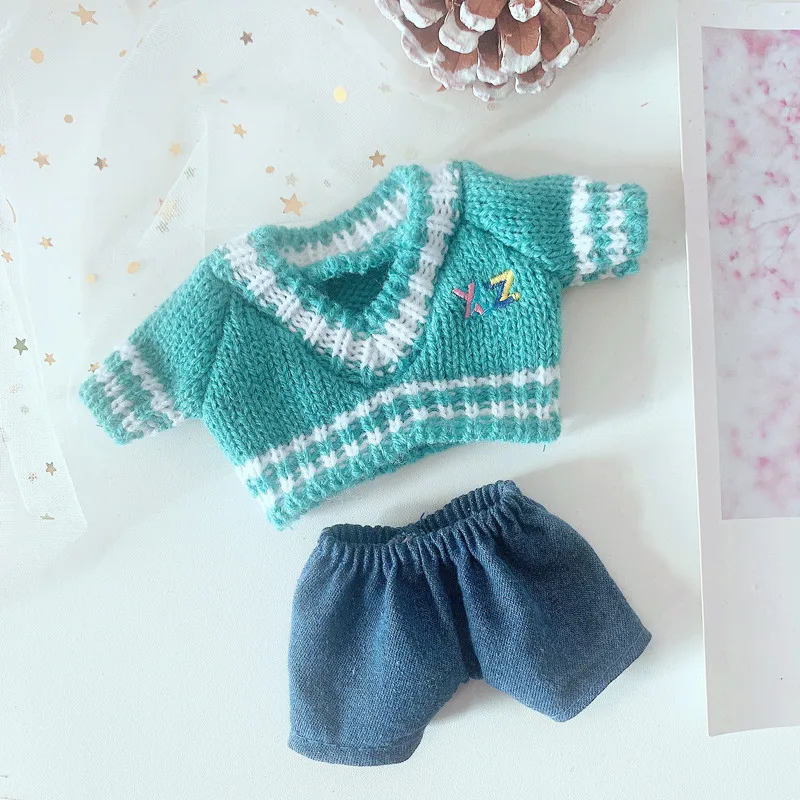 

Xiao Zhan Idol Plush Doll Clothes Suit Muppets Star Doll Dress Up Sweater White Sweater Pants 20cm Baby Clothes