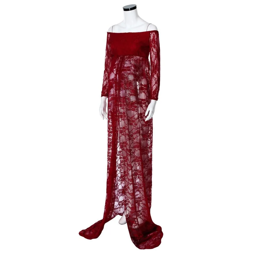 Кружевное платье для беременных длинное фотосессии большого размера плюс | Мать