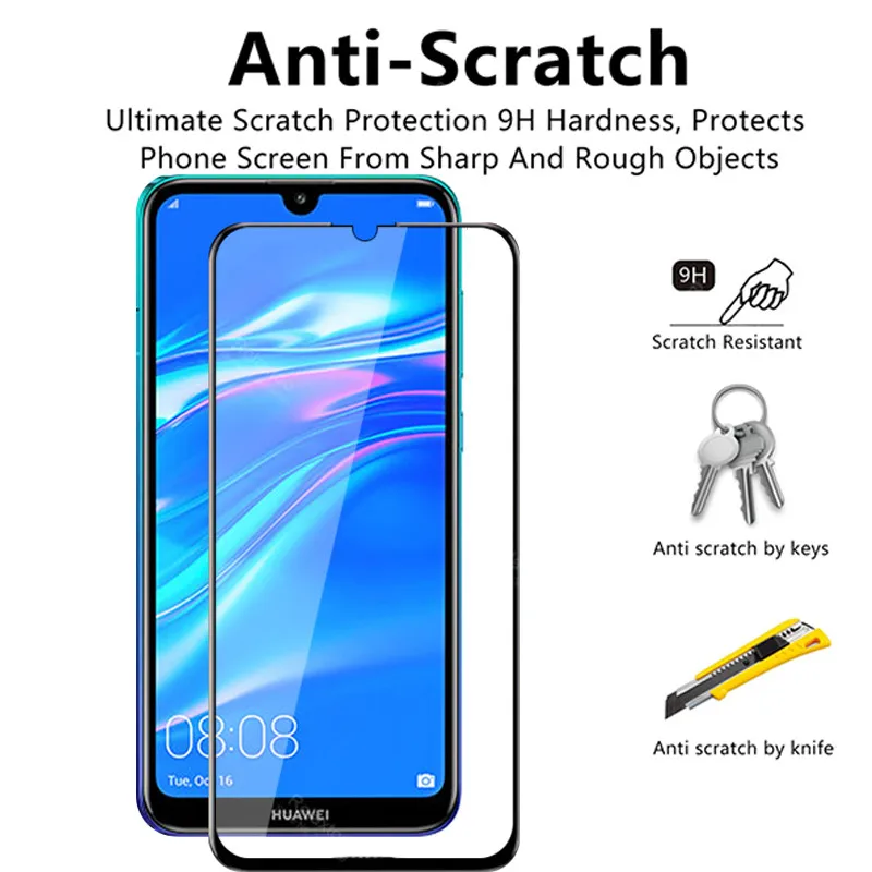 1-2 шт. закаленное стекло для huawei y7 2019 flim hauweii y 7 защитная пленка Защитная