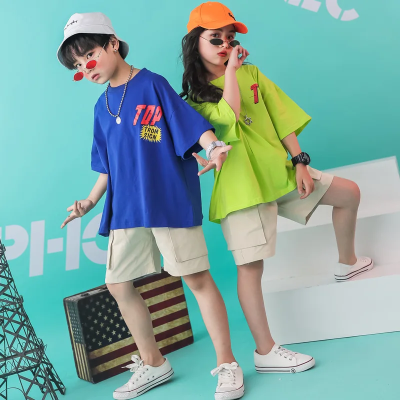 Женский джазовый костюм в стиле хип-хоп для девочек и мальчиков футболка брюки