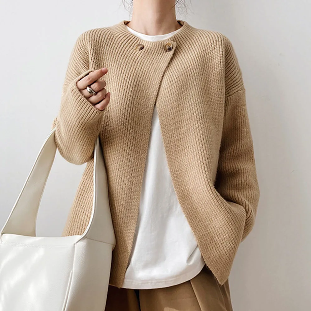 

Unique Knitted Sweater Japanese Korean Women Spring Autumn Sweater Cardigan Loose Long Sleeve Button Simple Tide Outer Wear