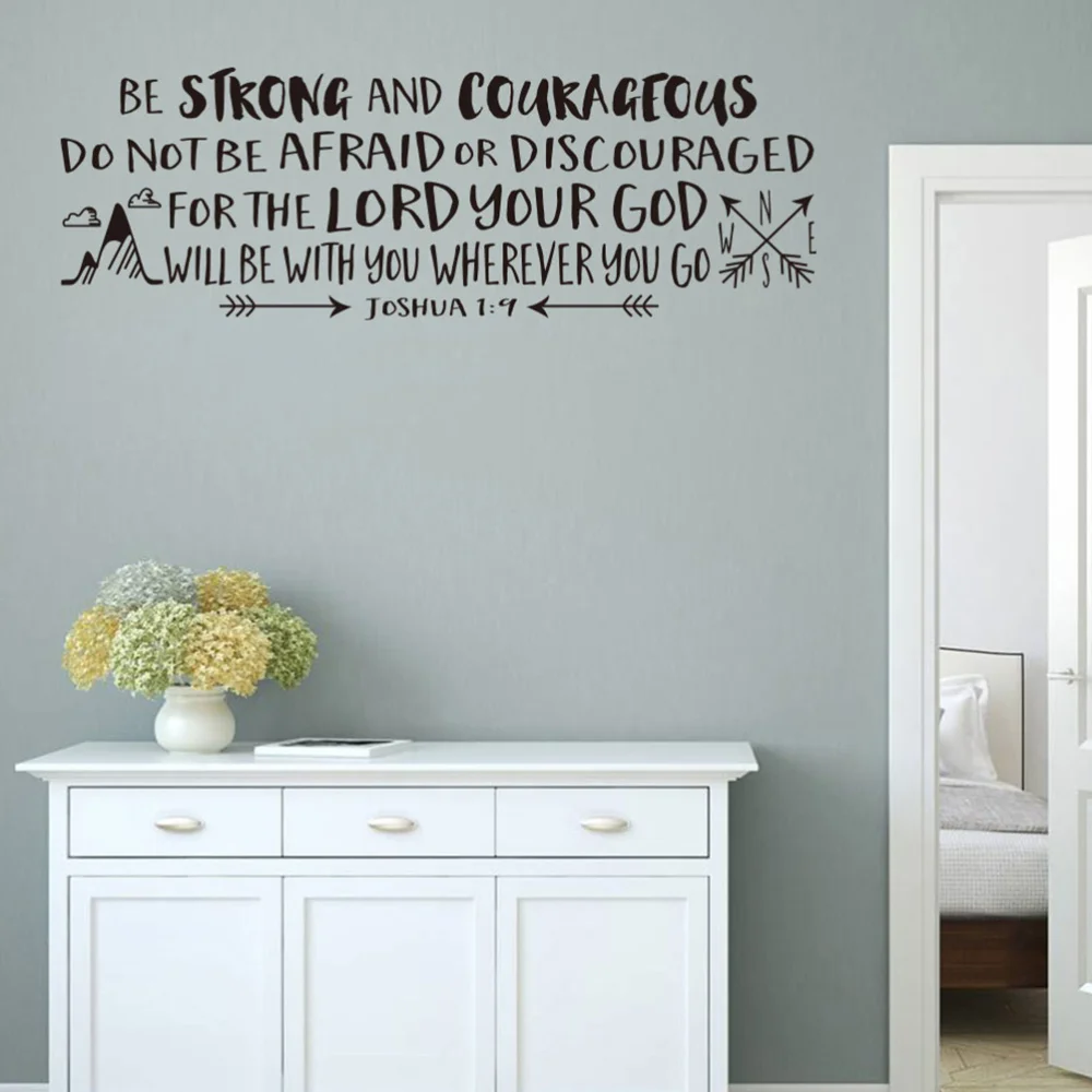 

Be Strong And Courageous Nursery Wall Decal Quote Religious Vinyl Wall Sticker for Kids Rooms Joshua 1:9 Bible Scripture 57x35.4