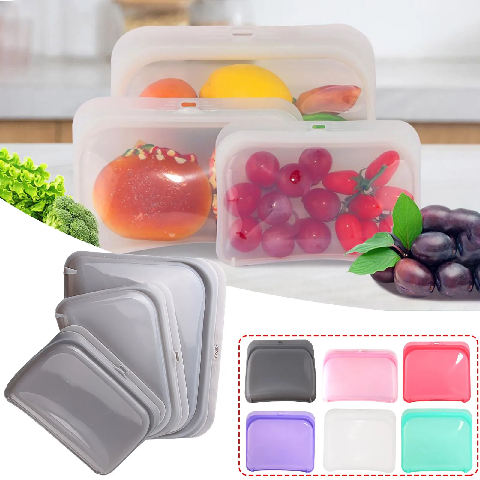 

Sealed Bag Food Grade Kitchen Accessories Eco-friendly Silicone Fresh-keeping Bag Household Carpet Cleaner Kitchen Accessories