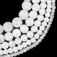 natural stone matte white cracked crystal round loose beads for needlework jewelry making diy bracelet accessories 6 8 10 12mm