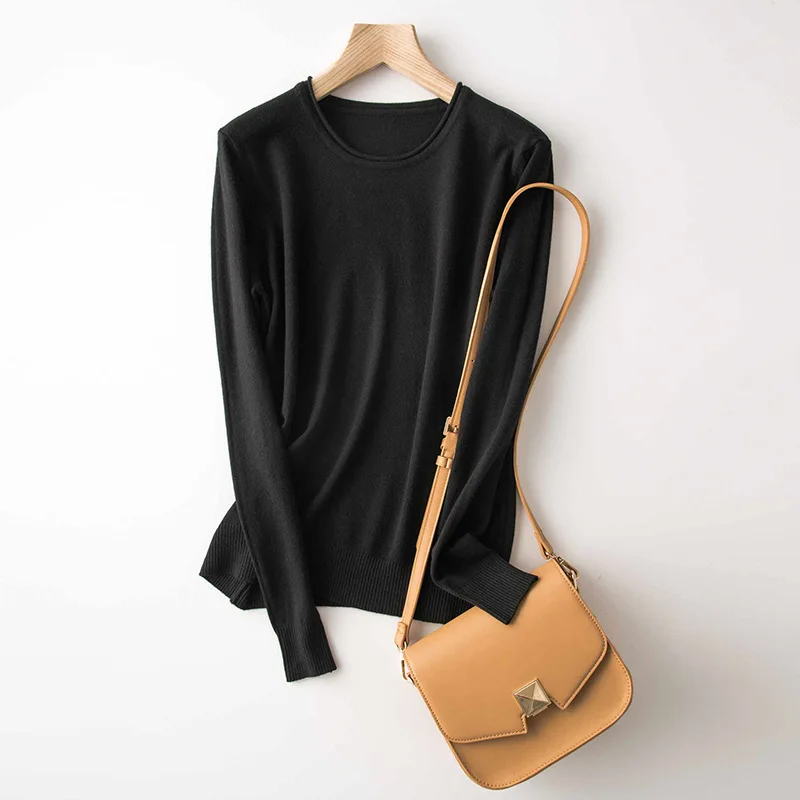 13 цветов 2019 Повседневный базовый с круглым вырезом женский свитер однотонный