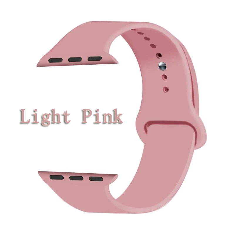 Light pink Oulucci Одноцветный ремешок для apple watch 38 мм/40 мм/42 мм/44 мм спортивный ремешок силиконовый ремешок аксессуары для apple watch 5/4/3/2/1 - Цвет ремешка: Light pink