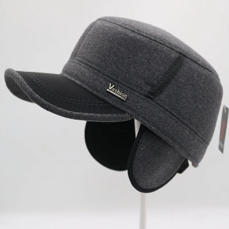 Мужские осенние и зимние военные кепки из искусственной кожи с регулируемой