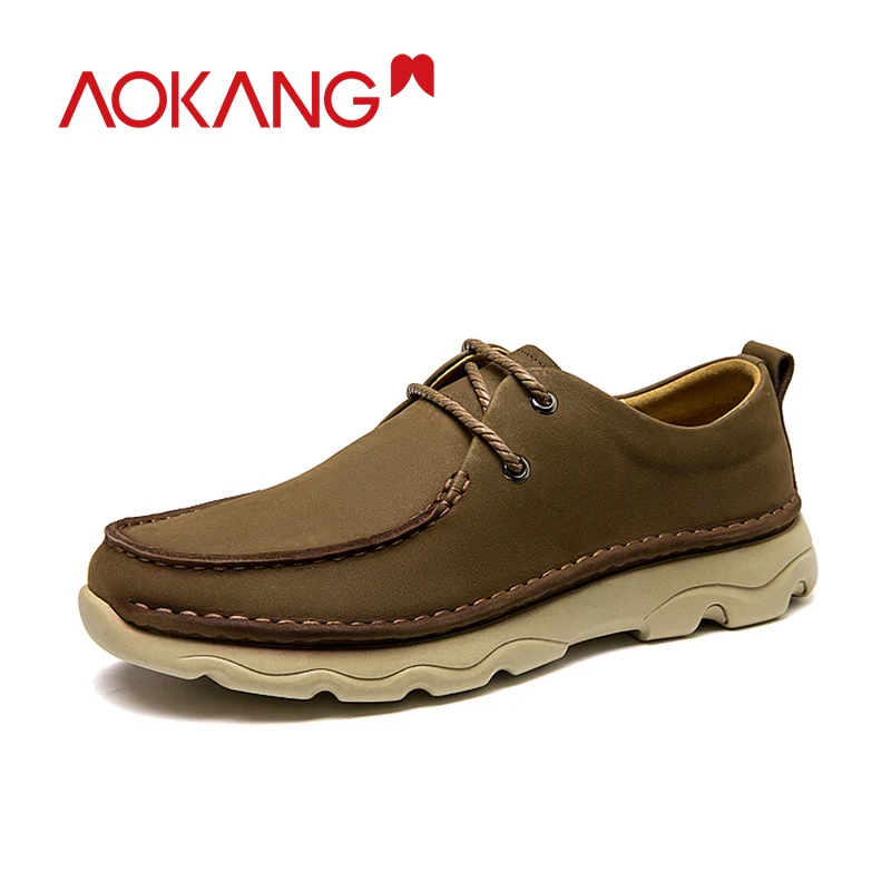 AOKANG 2019 Autumn Casual Shoes Men Oxfords Breathable Loafers Genuine Leather Fashion Lace Up Moccasins | Обувь