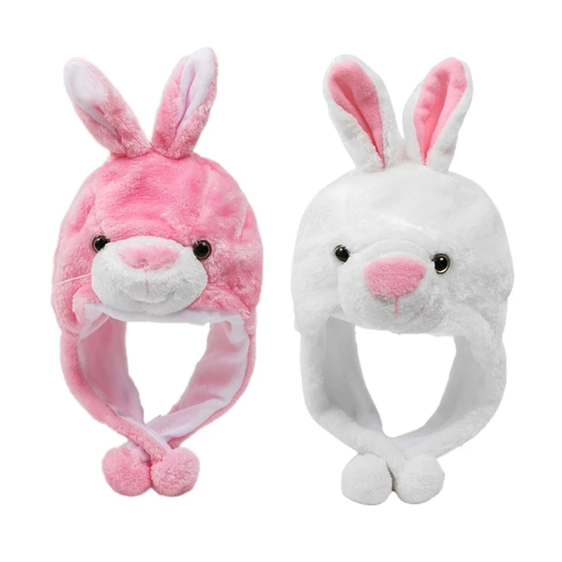 Забавный розовый/белый кролик головной убор Рождество Новый год косплей для женщин леди