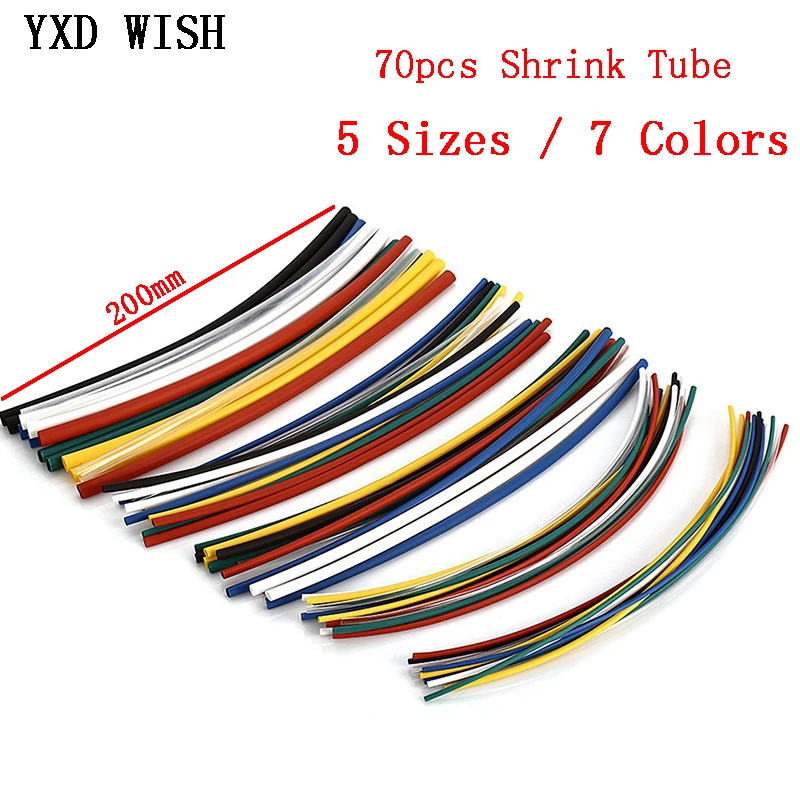 70 шт многоцветные термоусадочные трубки кабельные рукава набор проводов 2:1