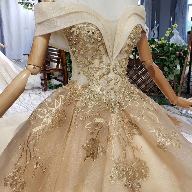 HTL640 простое свадебное платье с аппликацией поезда плеча Милая дешевые свадебные