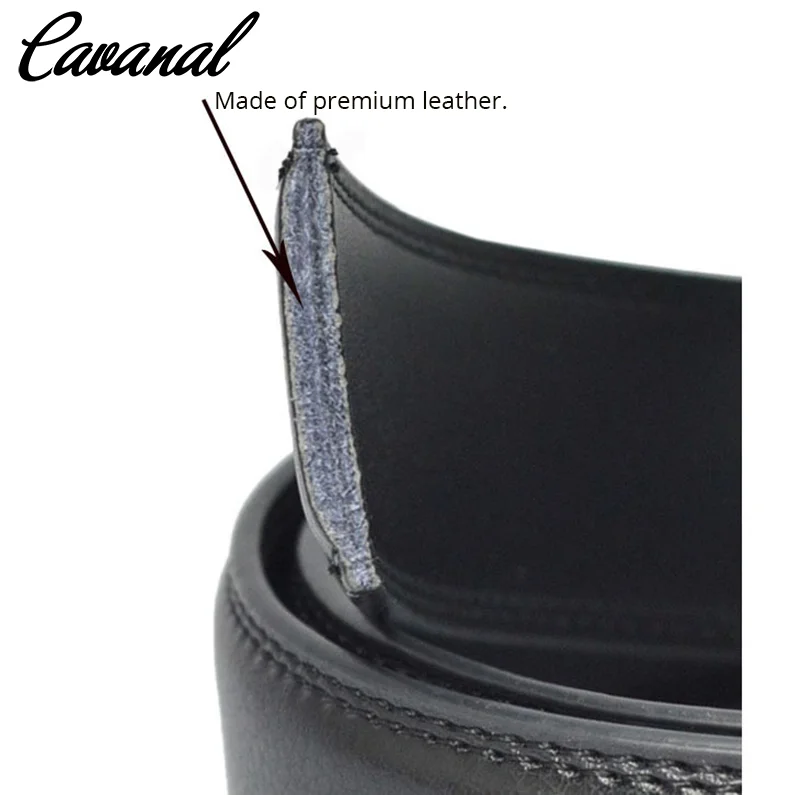 Мужской ремень из натуральной кожи Cavanal черный с металлической автоматической