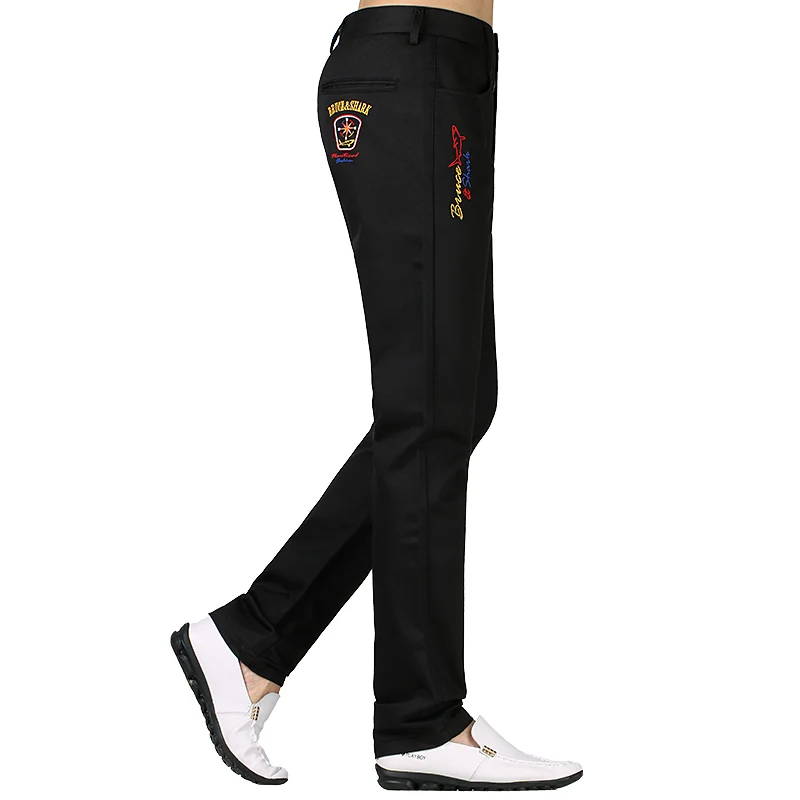 Брюки мужские зимние классические хлопок прямые штаны утепленные с вышивкой