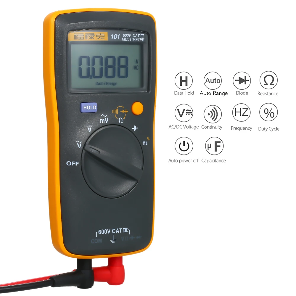 Цифровой мини-мультиметр FLUKE F101 измеритель ESR вольтметр 6000 отсчетов напряжения
