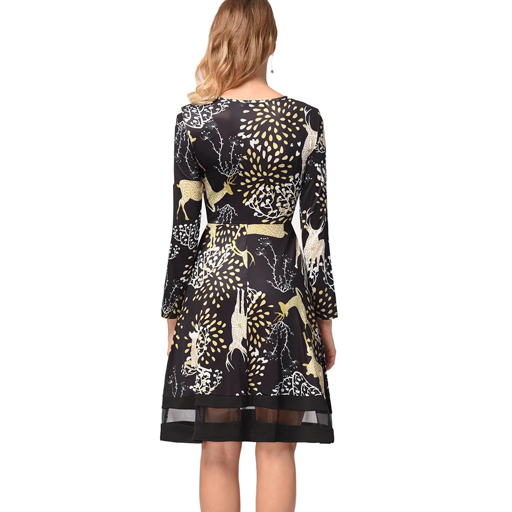 Женское модное милое рождественское платье с Санта-Клаусом носки оленем