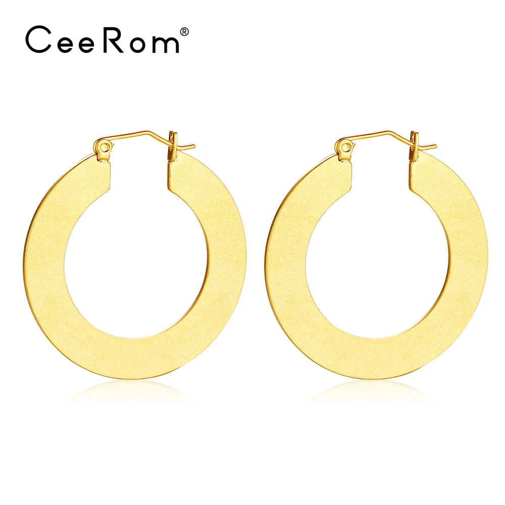 CeeRom винтажные большие серьги-кольца матовые серьги золотистого цвета из