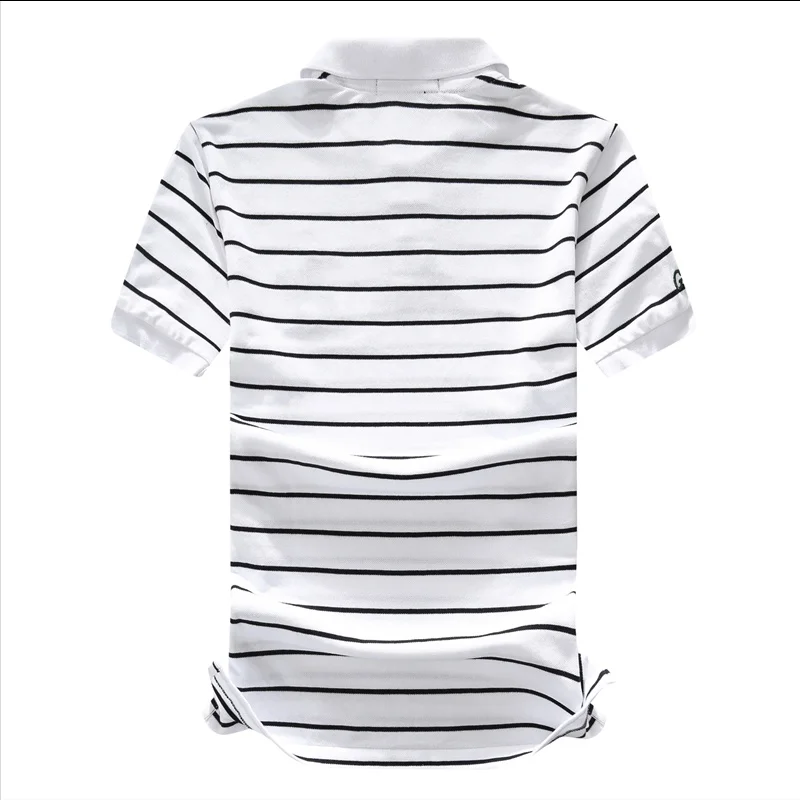 Мужская хлопковая рубашка-поло в полоску с коротким рукавом | одежда