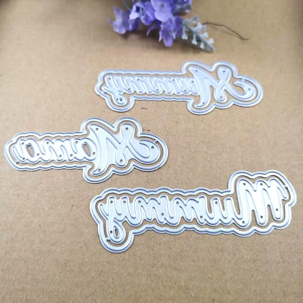 

WYSE 3PCS Mama Mummy with Shadow Metal Cutting Dies Word Alphabet Craft Dies Cut Scrapbooking Die for DIY Handmade Paper Card