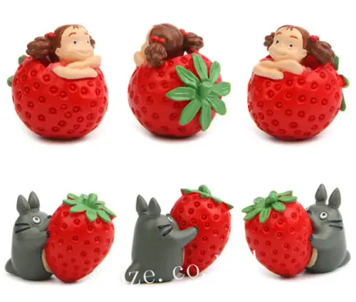 4pcs Studio Ghibli My Neighbor Totoro Strawberry Mini Figures Doll Statue 3-4cm | Игрушки и хобби