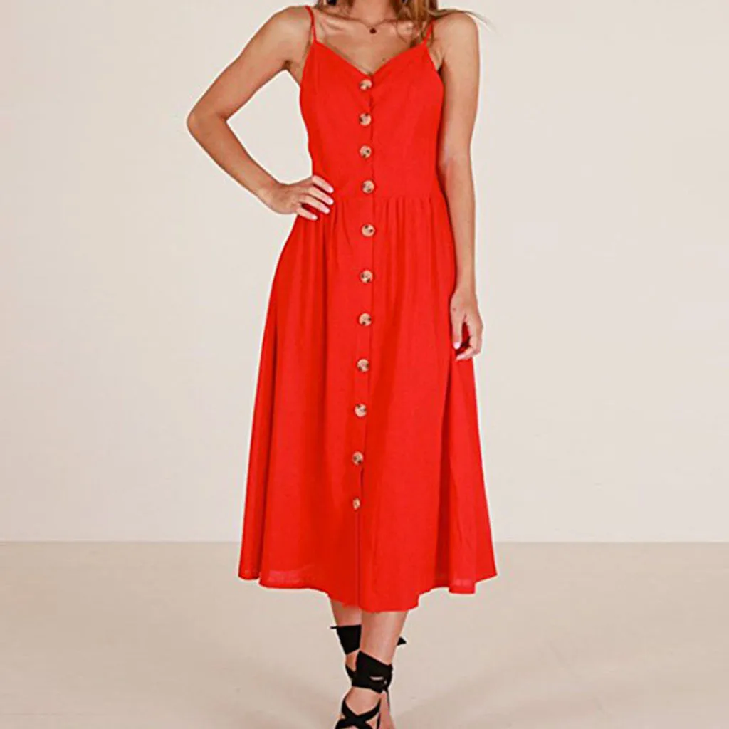 Ropa Mujer Bohemian Summer Beach Women Casual Dresses Sexy Printing Buttons Off Shoulder Sleeveless Party Night Solid Dress | Женская