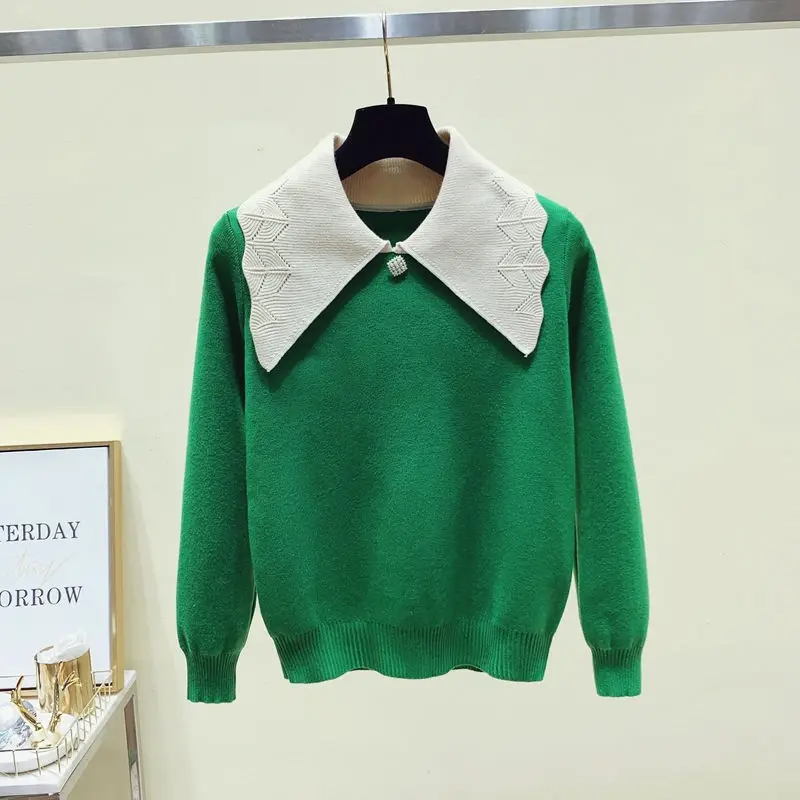 

Новинка 2021, осенне-зимний вязаный свитер, женские повседневные модные элегантные милые женские пуловеры с длинным рукавом в студенческом с...