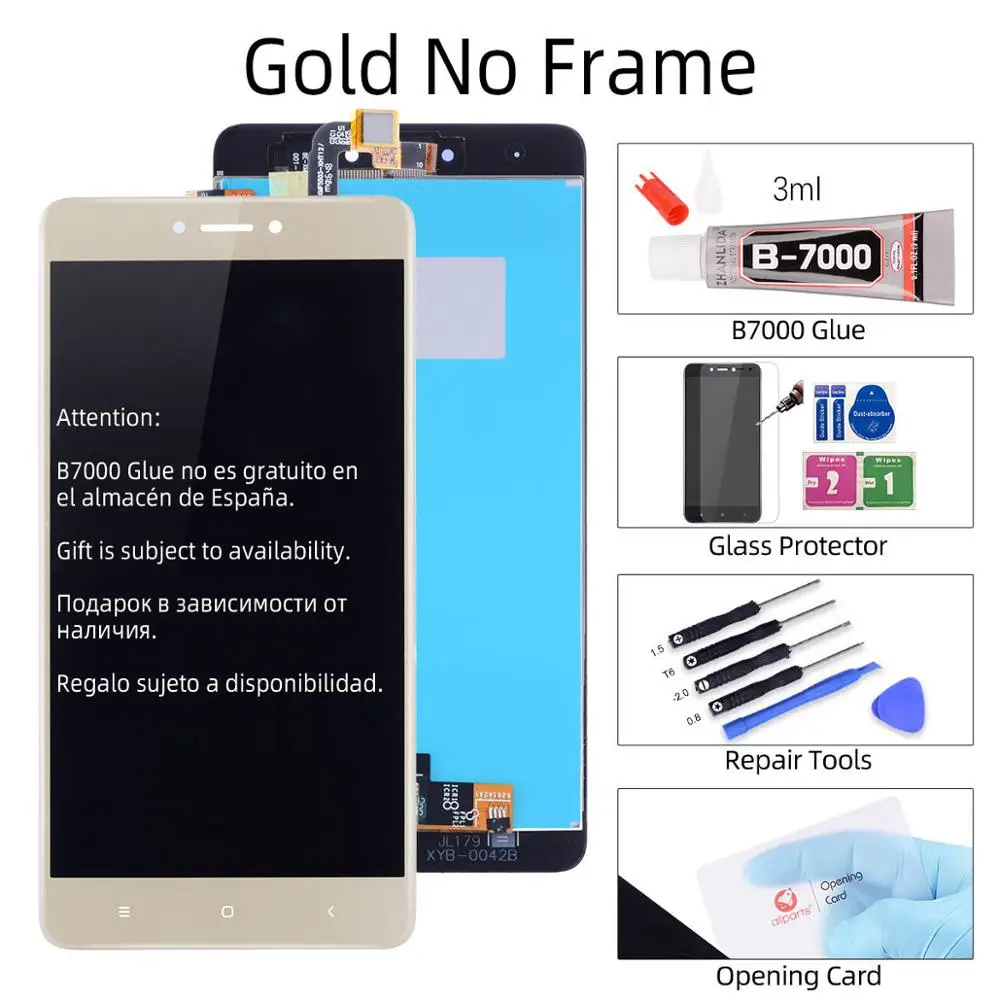 Snapdragon 625 Дисплей для Xiaomi Redmi Note 4x LCD в сборе с тачскрином на рамке 5.5'' черный белый золото - Цвет: No Frame Gold