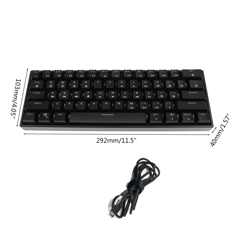 

RGB LED Backlit Wired Mechanical Keyboard,Portable Compact Waterproof Mini Gaming Keyboard 61 Keys Gateron Switchs for PC