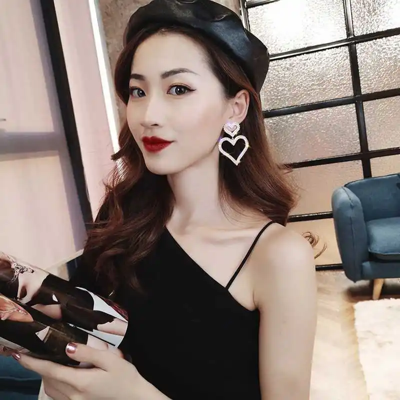 2020 гипоаллергенные серьги в форме двойного сердца полые полная мода