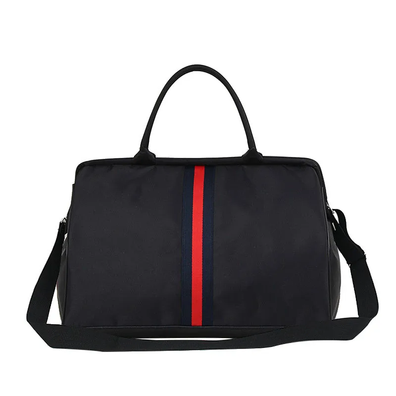 Black 01 With Strap Женская дорожная сумка, выходные спортивные фитнес-сумки, мужские/женские сумки, сумка через плечо, унисекс, сумки на плечо, полосатая пляжная сумка LGX106 - Цвет: Black 01 With Strap