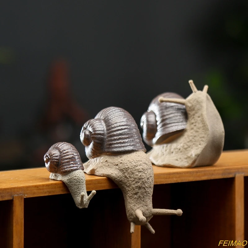 

Керамические маленькие украшения в виде улитки, бонсай, миниатюрное ландшафтное украшение для дома, аксессуары для гостиной, чая, домашних ...