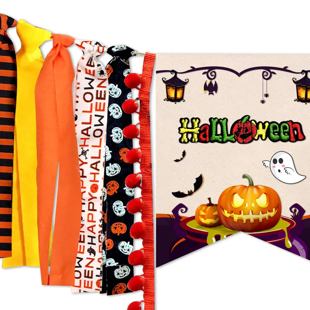 Хэллоуин каминный баннер с Тыквой и призраком мальчик девочка Хеллоуин