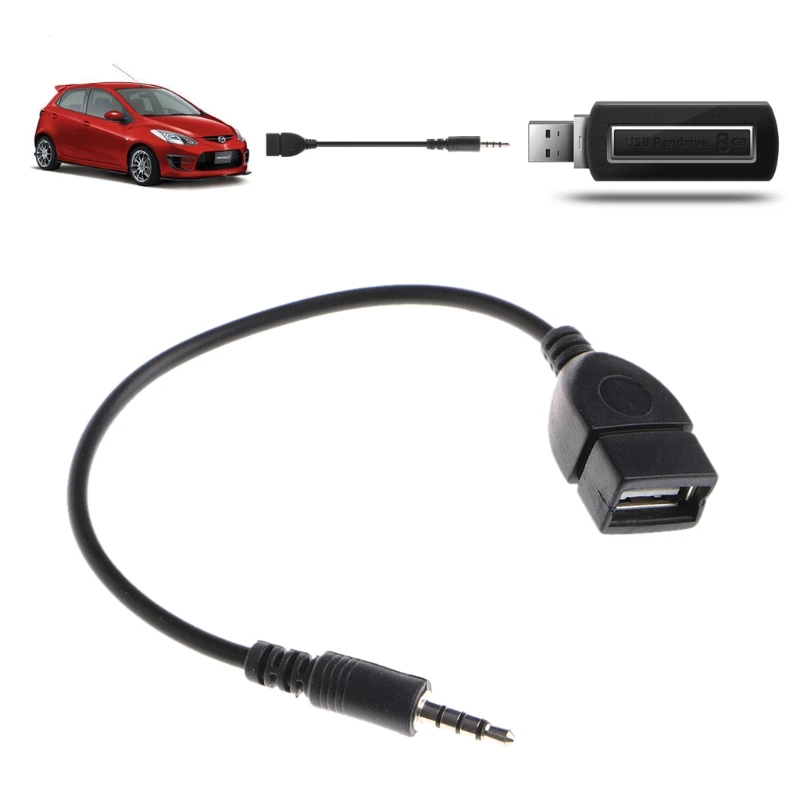 3 5 мм штекер Jack к USB 2 0 Женский автомобильный стерео AUX аудио конвертер