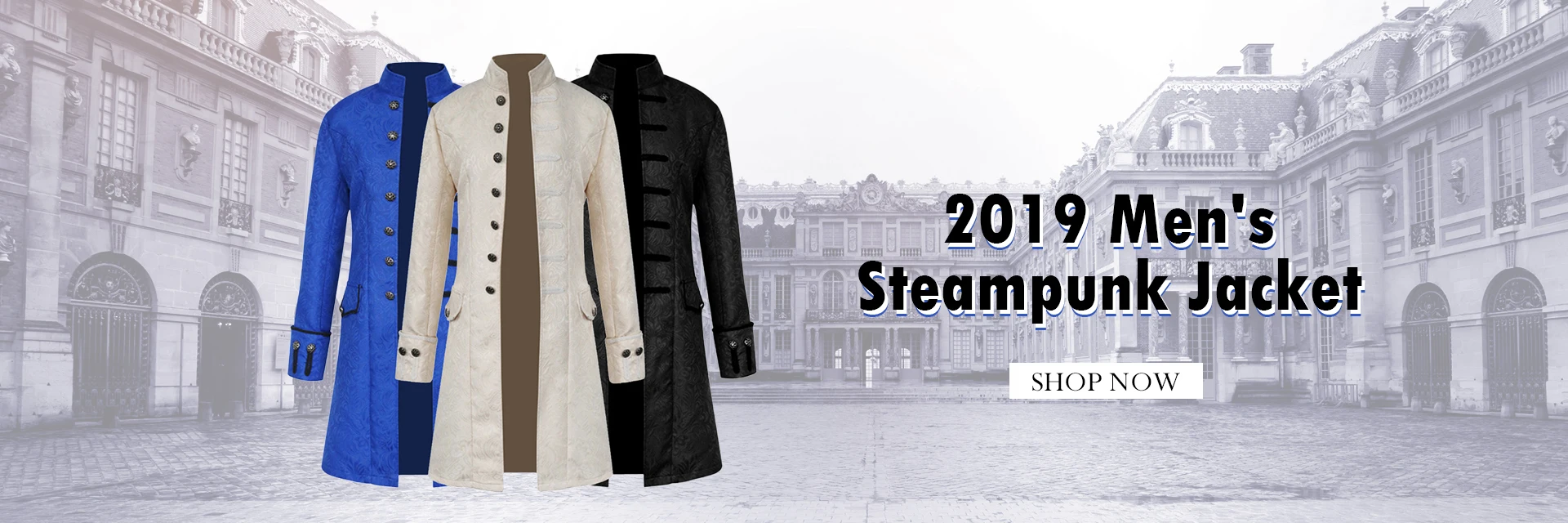 Men's Stand-Up Collar Gothic Jacket Coats Double Button Decorated Coats Uniform Costume Praty Coat Outwears Casual Streetwears
