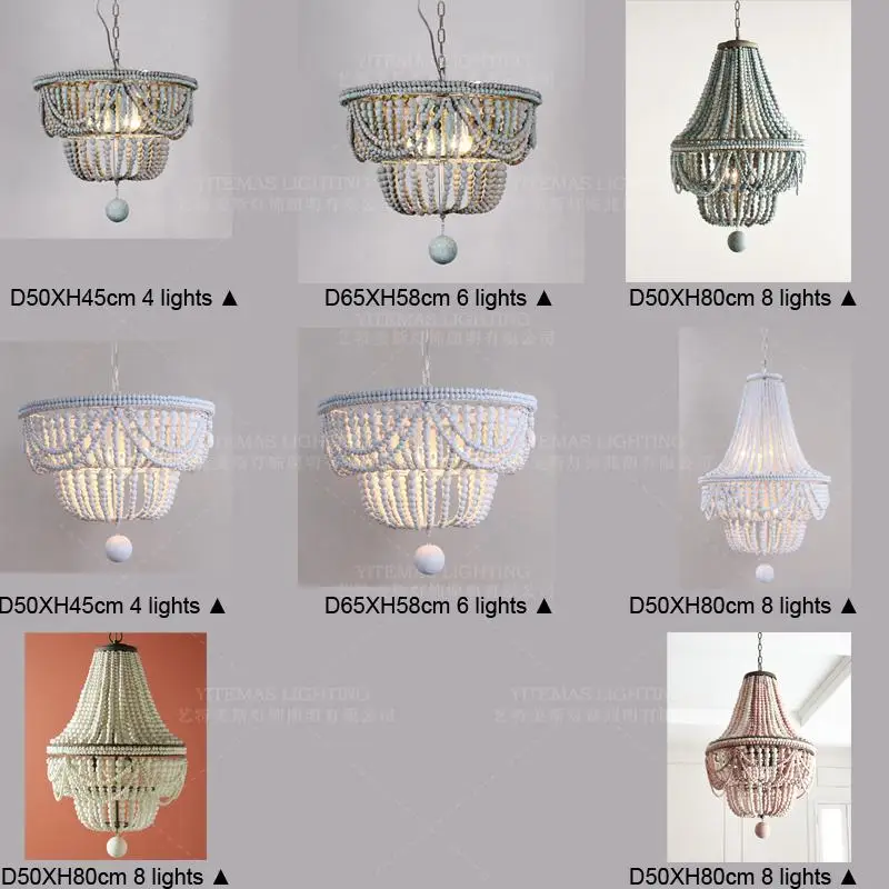 

Large/White/wood chandelier beaded light modern/nordic/kitchen/french chandelier lighting in hallway/living room/foyer 8 lights