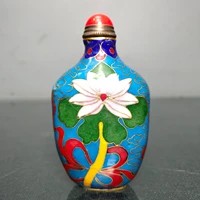 3chinese folk collection old bronze cloisonne flowers lotus snuff bottle handle office ornaments town house exorcism