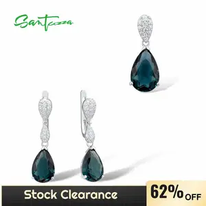 Серьги-подвески SANTUZZA, из серебра набор украшений для женщин пробы с белым кубическим цирконием, модные ювелирные украшения