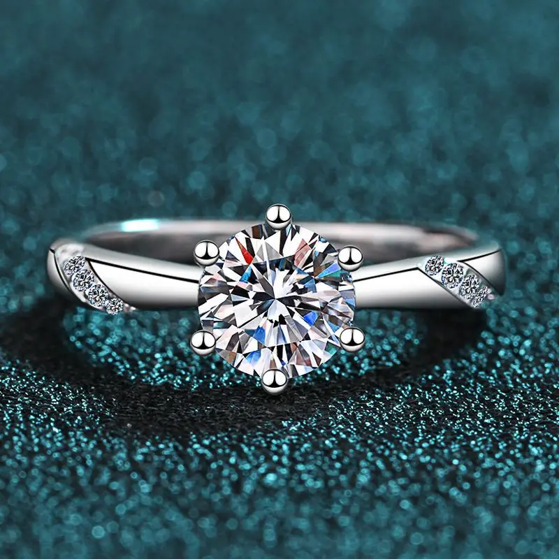 

Кольцо женское из серебра 925 пробы с муассанитом 0,5-2 карата, обручальные кольца с камнями