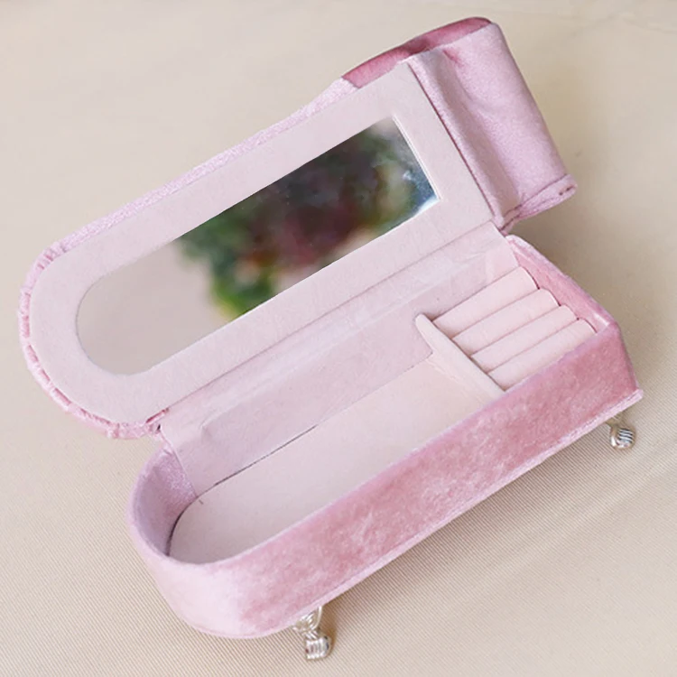 

7 Pcs Pearl Lace Pink Velvet Fabric Velvet Sofa Design Jewelry Display Necklace Earring Storage Box Set