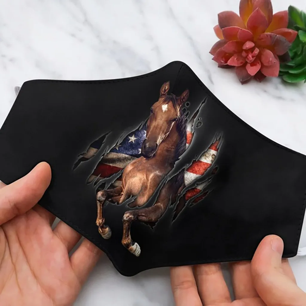 

5PCS Adult Men Women Fashion Animal Horse Printed Mask Exhaust Sunscreen Face Mask Washable Breathable Reusable funda mascarilla