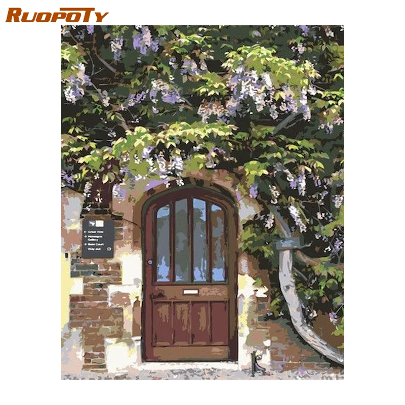 

RUOPOTY 40x50cm Frame Oil Painting By Numbers Door Picture Canvas Painting Handpainted Kits For Home Decor Art Unique Gift